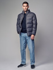 Slate Grey Shower Resistant Rubberised Funnel Puffer Coat - Image 2 of 12