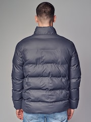 Slate Grey Shower Resistant Rubberised Funnel Puffer Coat - Image 3 of 12