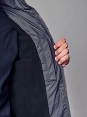 Slate Grey Shower Resistant Rubberised Funnel Puffer Coat - Image 7 of 12