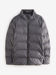 Slate Grey Shower Resistant Rubberised Funnel Puffer Coat - Image 8 of 12