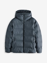 Slate Grey Regular Length Shower Resistant Hooded Puffer Coat - Image 11 of 15