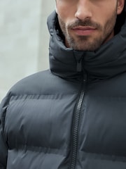 Slate Grey Regular Length Shower Resistant Hooded Puffer Coat - Image 9 of 15
