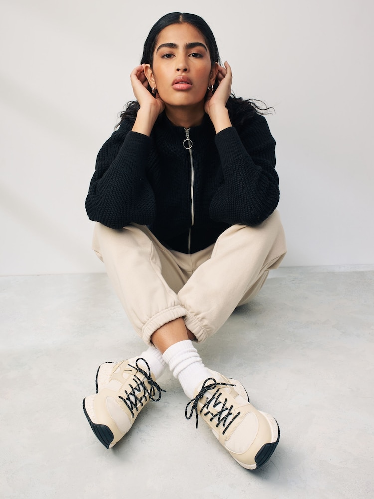 Neutral Forever Comfort Stitch Detail Chunky Trainers - Image 1 of 9
