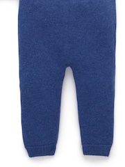 Purebaby Blue Striped Knit Set Polo Jumper & Leggings Set - Image 4 of 7