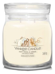 Yankee Candle White Signature Medium Jar Scented Candle Soft Wool Amber - Image 2 of 3