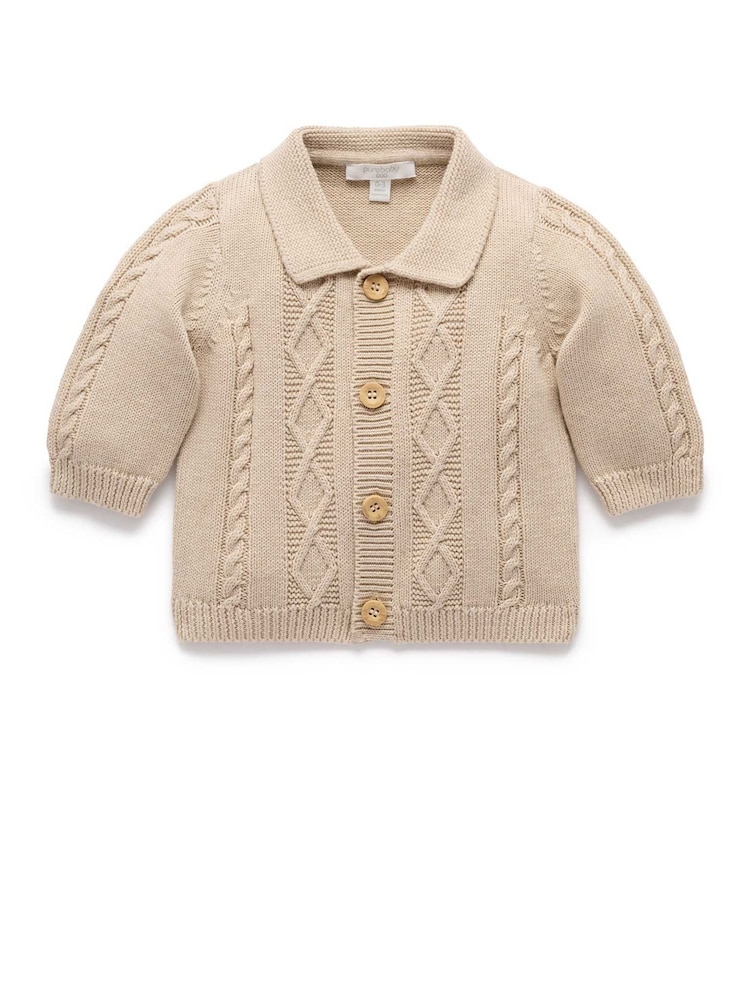 Purebaby Cable Stitch Button Up Cardigan with Collar - Bild 2 von 6