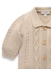 Purebaby Cable Stitch Button Up Cardigan with Collar - Bild 3 von 6