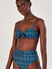 Monsoon Blue Batik Dye Print Bikini Bottoms with Recycled Polyester - Image 1 of 5