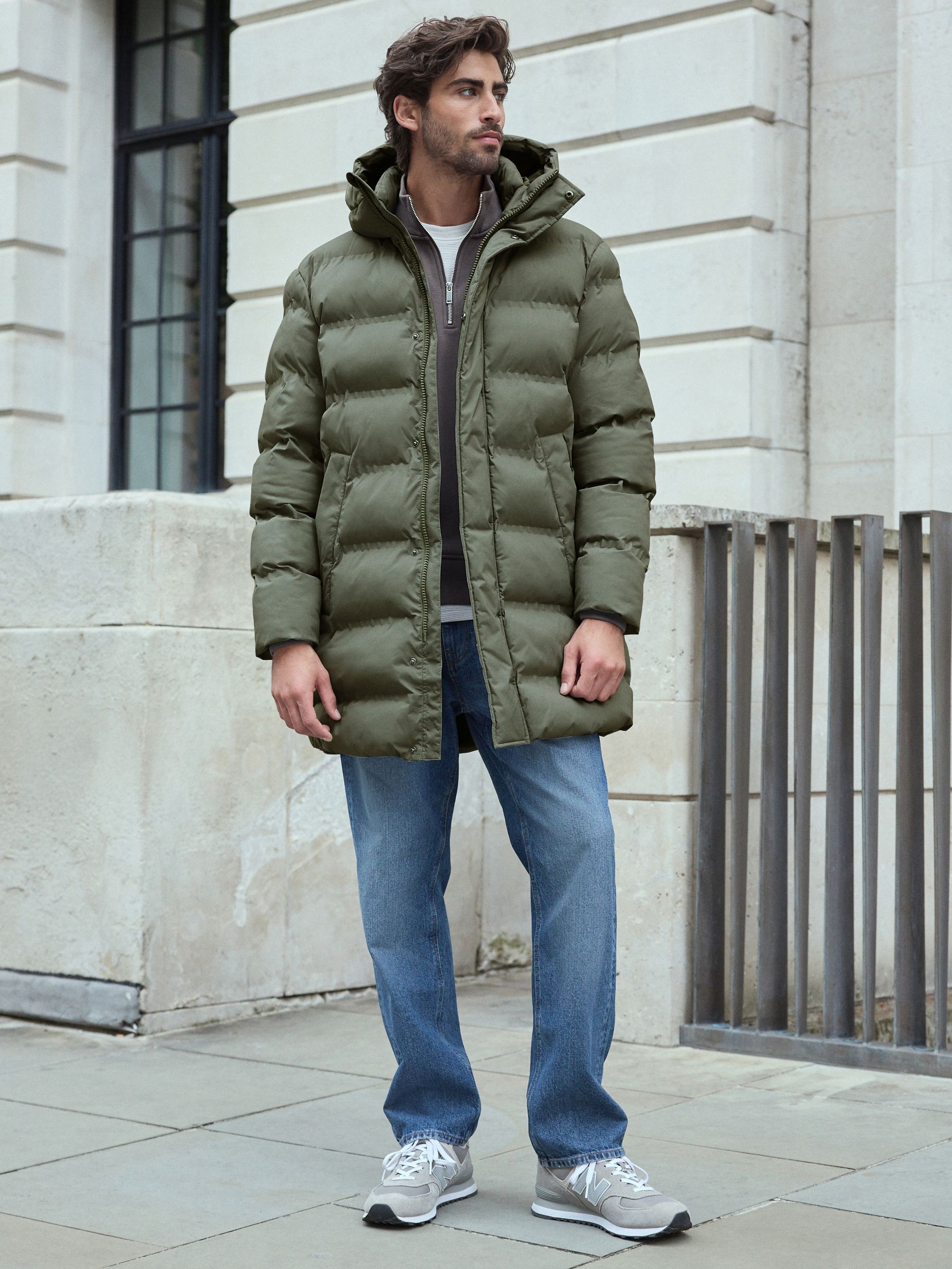 Buy Sage Green Long Length Shower Resistant Heatseal Hooded Puffer Coat from Next Canada