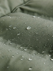 Sage Green Long Length Shower Resistant Hooded Puffer Coat - Image 3 of 7