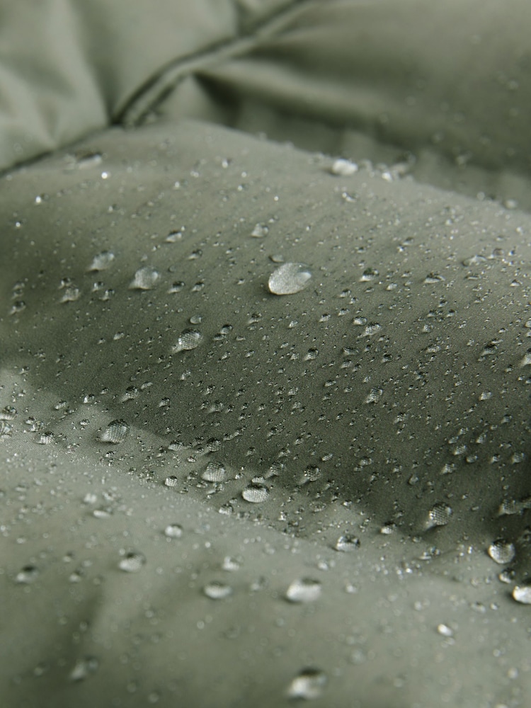Sage Green Long Length Shower Resistant Hooded Puffer Coat - Image 3 of 7