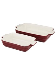 Barbury and Oak Set of 2 Red Rectangular Oven Dishes - Image 4 of 4
