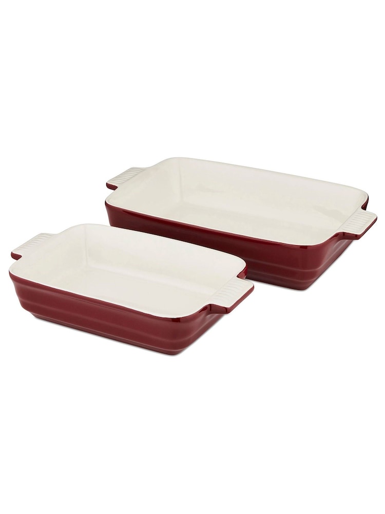 Barbury and Oak Set of 2 Red Rectangular Oven Dishes - Image 4 of 4