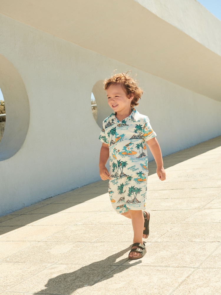 Multi Short Sleeve Pattern 100% Cotton Shirt and Shorts Set (3mths-7yrs) - Image 2 of 7 Multi Short Sleeve Pattern 100% Cotton Shirt and Shorts Set (3mths-7yrs) - Image 2 of 7