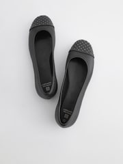 Black Forever Comfort Studded Toe Cap Ballerinas - Image 2 of 4