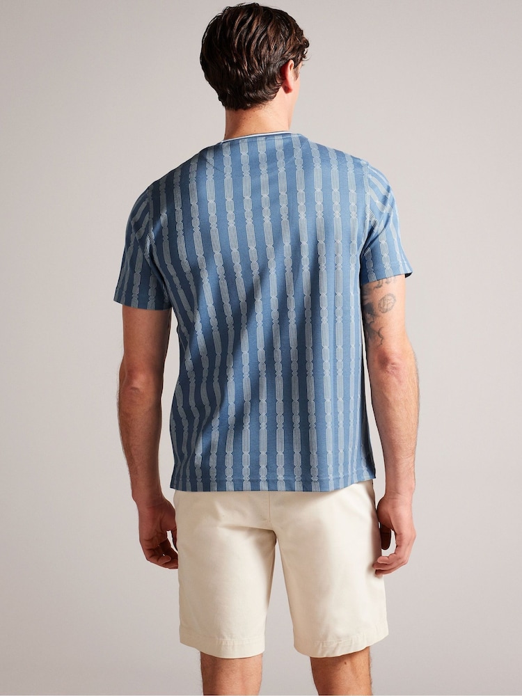 Ted Baker Blue Estat Regular Cable Jacquard T-Shirt - Image 2 of 5 Ted Baker Blue Estat Regular Cable Jacquard T-Shirt - Image 2 of 5