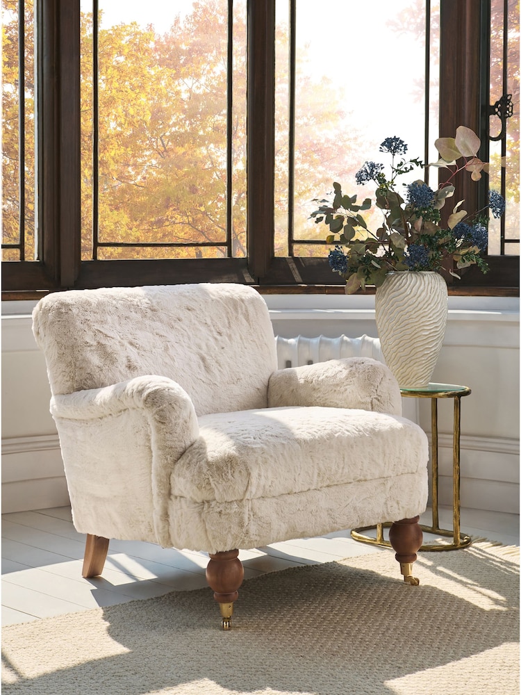 Oslo Faux Fur Light Natural Lilly Armchair - Image 1 of 7 Oslo Faux Fur Light Natural Lilly Armchair - Image 1 of 7