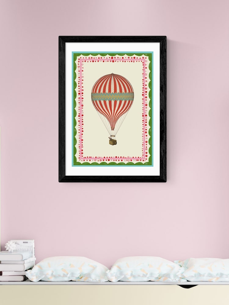 East End Prints Black Carnival Hot Air Balloon Wall Art Print by Carrie Neely - Image 1 of 2