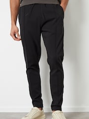 Threadbare Black Luxe Pull-On Seam Detail Stretch Trousers - Image 1 of 4