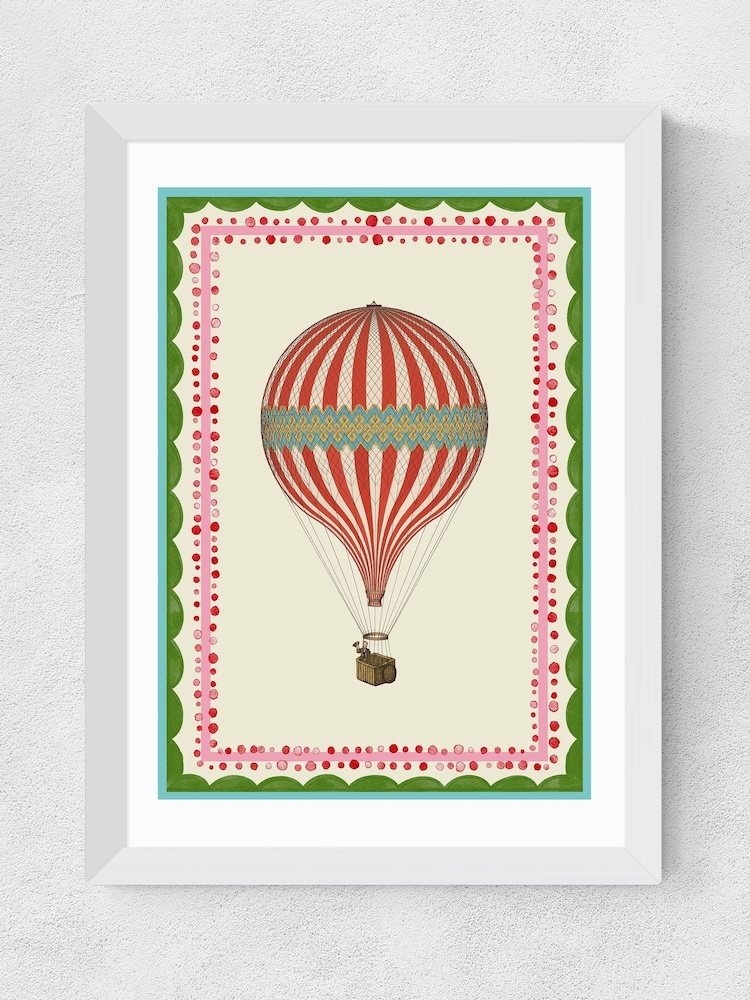 East End Prints White Carnival Hot Air Balloon Wall Art Print by Carrie Neely - Image 2 of 2