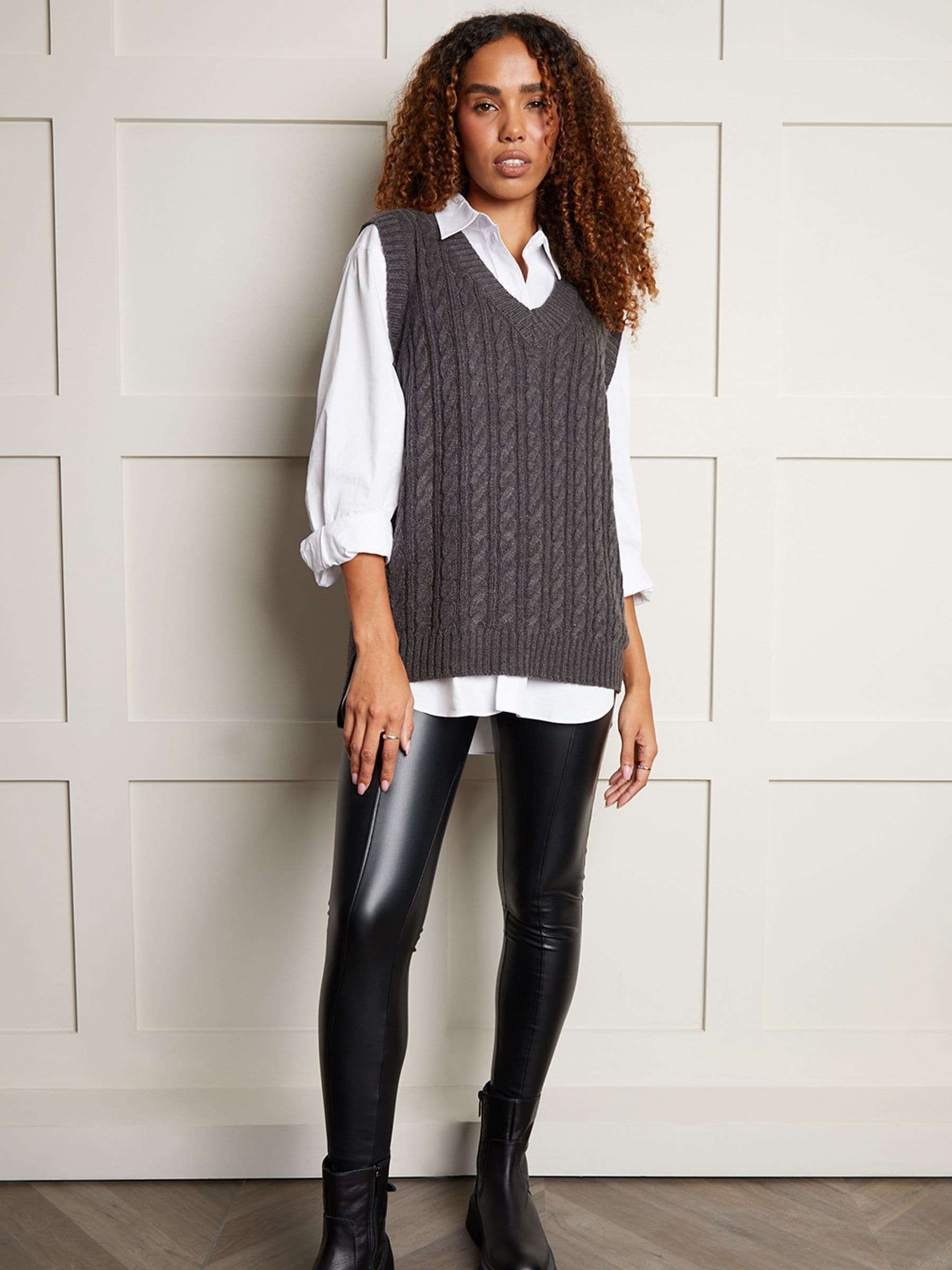 Buy Threadbare Grey V-Neck Cable Knit Vest from Next USA