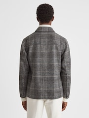 Reiss Charcoal Covert Wool Blend Check Overshirt - Image 5 of 5