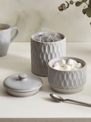 Grey Embossed Geo Set of 2 Storage Jars - Image 2 of 5