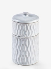 Grey Embossed Geo Set of 2 Storage Jars - Image 3 of 5