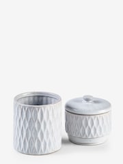 Grey Embossed Geo Set of 2 Storage Jars - Image 4 of 5