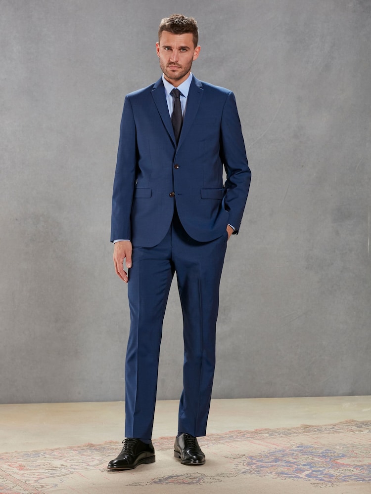 Blue Regular Fit Signature Tollegno Italian Wool Suit Jacket - Image 2 of 8 Blue Regular Fit Signature Tollegno Italian Wool Suit Jacket - Image 2 of 8