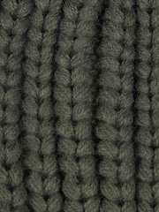 Barbour® Olive Green Saltburn Cable Knit Pom Beanie Logo Hat - Image 8 of 8