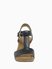 Gabor Wide Fit Karen Black Leather Wedge Sandals - Image 3 of 4