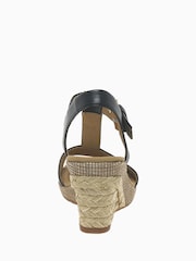 Gabor Wide Fit Karen Black Leather Wedge Sandals - Image 4 of 4