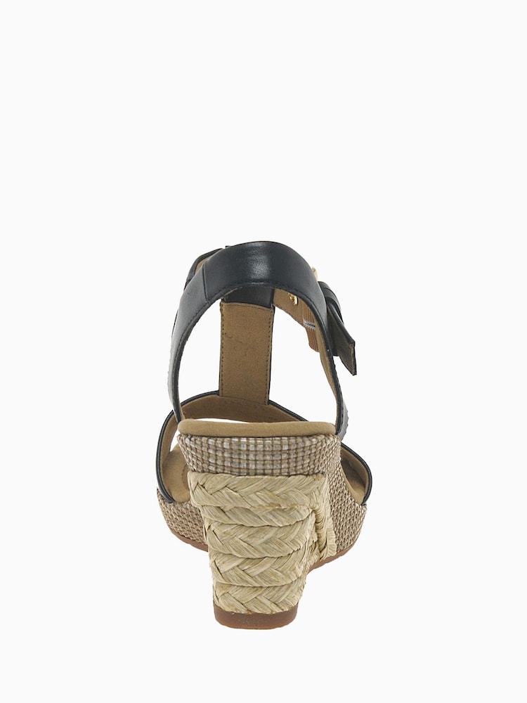Gabor Wide Fit Karen Black Leather Wedge Sandals - Image 4 of 4 Gabor Wide Fit Karen Black Leather Wedge Sandals - Image 4 of 4