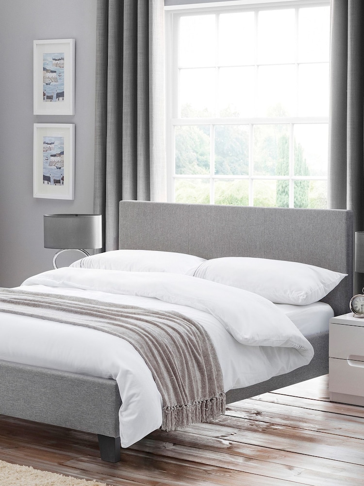 Julian Bowen Grey Rialto Upholstered Linen Bed - Image 1 of 4