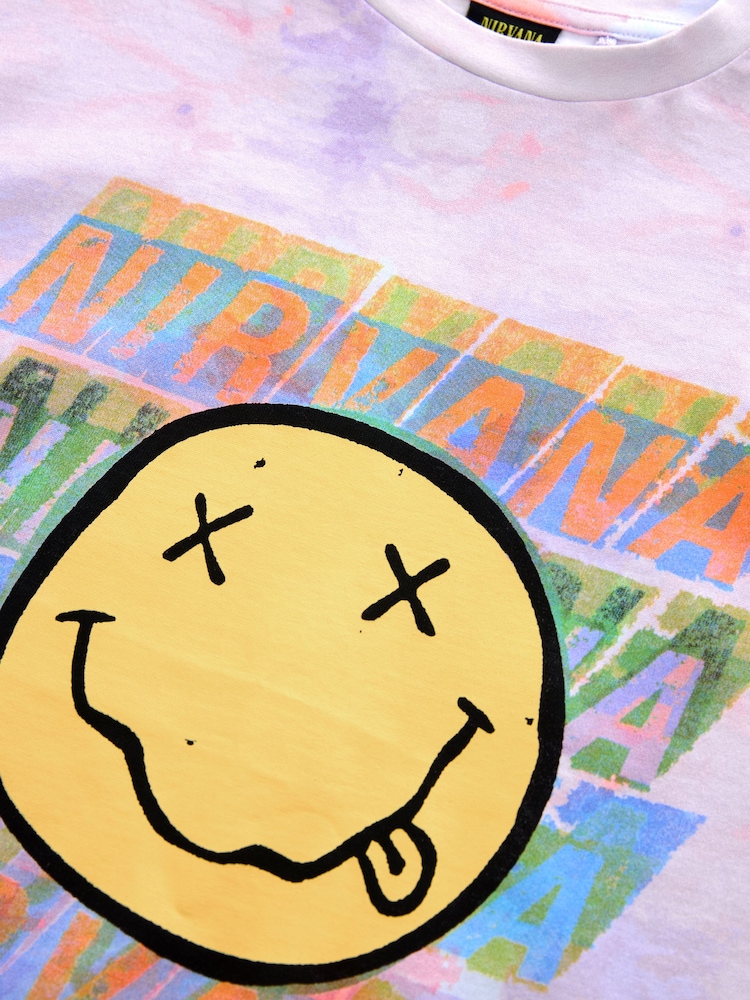 Pink/Purple Tie Dye Nirvana Oversized License Band T-Shirt (3-16yrs) - Image 7 of 7