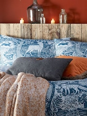furn. Midnight Blue Winter Woods Animal Reversible Christmas Duvet Cover and Pillowcase Set - Image 2 of 3