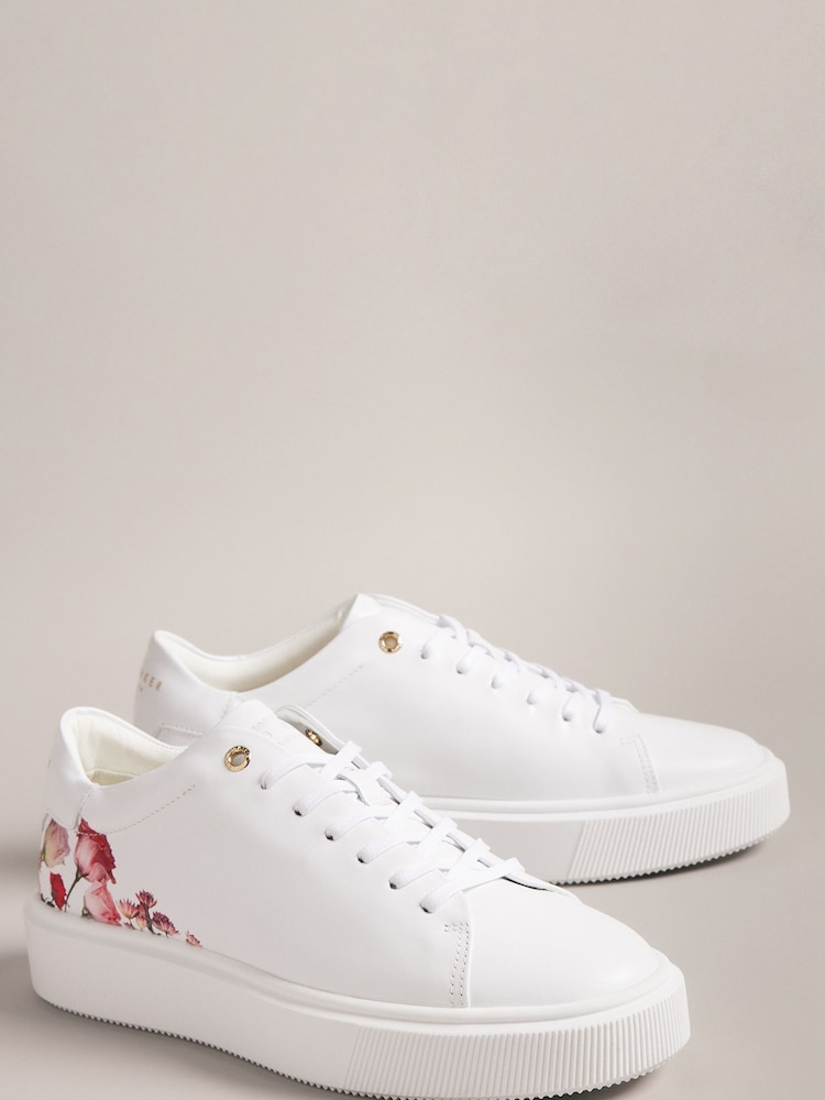 Ted Baker White Floral Printed Lorny Platform Trainers - Image 2 of 4