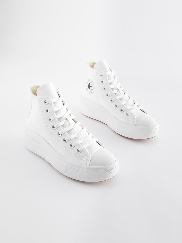 Converse White Chuck Taylor All Star Move Platform Leather - Image 2 of 5