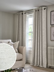 Natural Textured Fleck Eyelet Lined Curtains - Image 1 of 6