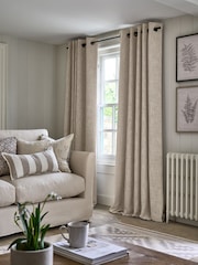Natural Textured Fleck Eyelet Lined Curtains - Image 2 of 6