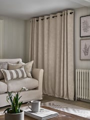 Natural Textured Fleck Eyelet Lined Curtains - Image 3 of 6