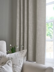 Natural Textured Fleck Eyelet Lined Curtains - Image 4 of 6