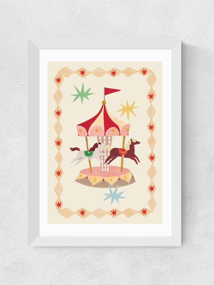 East End Prints White The Magic Carousel Wall Art Print by Kid of the Village - Image 2 of 2 East End Prints White The Magic Carousel Wall Art Print by Kid of the Village - Image 2 of 2