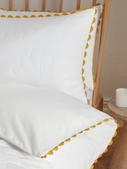 White 100% Cotton Quilted Flower with Ric Rac Trim Duvet Cover and Pillowcase Set - Image 2 of 6