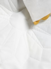 White 100% Cotton Quilted Flower with Ric Rac Trim Duvet Cover and Pillowcase Set - Image 3 of 6