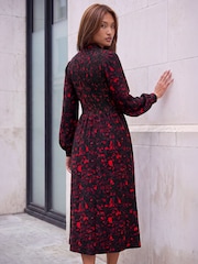 Roman Abstract Shirred Collared Midi Dress - Image 3 of 4