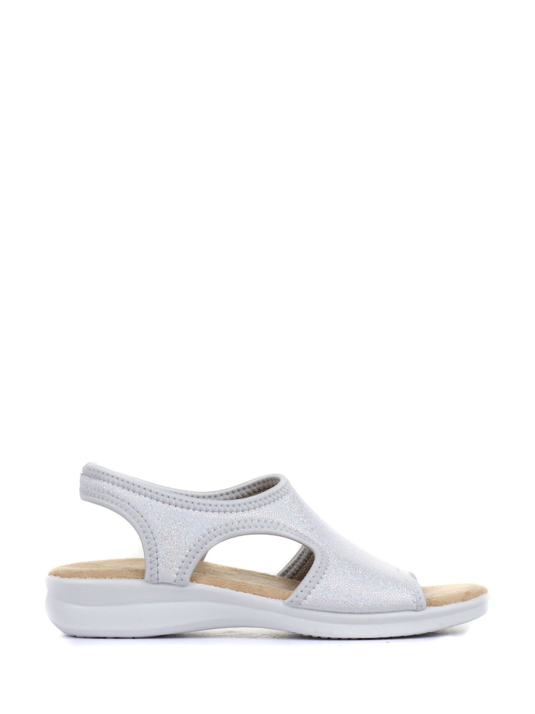 Pavers Silver Ladies Stretch Sandals - Image 2 of 6