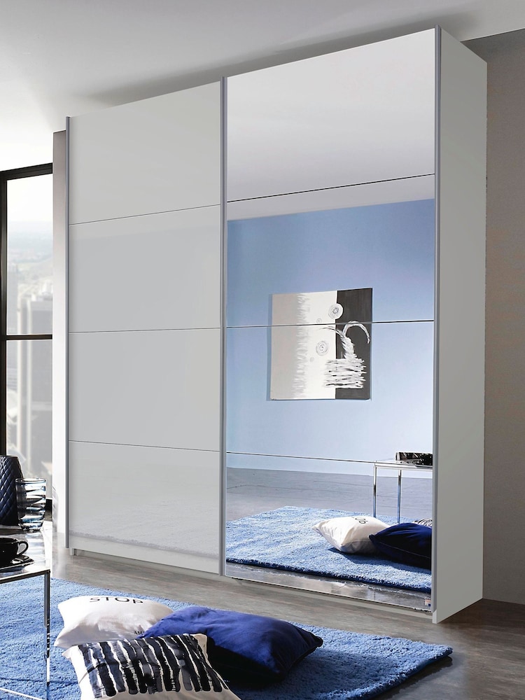 Rauch Grey Courtney Glass and Mirror Sliding Semi 1.8m Sliding Fitted Wardrobe - Image 1 of 4