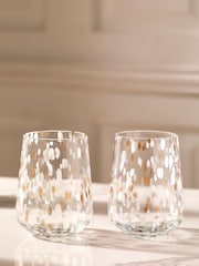 Set of 2 White Confetti Tumbler Glasses - Image 2 of 4
